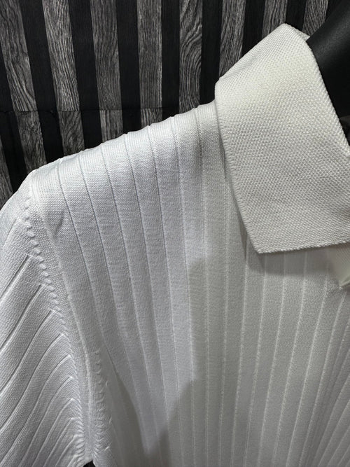 Beyaz Polo Yaka Şeritli - QUUL TR