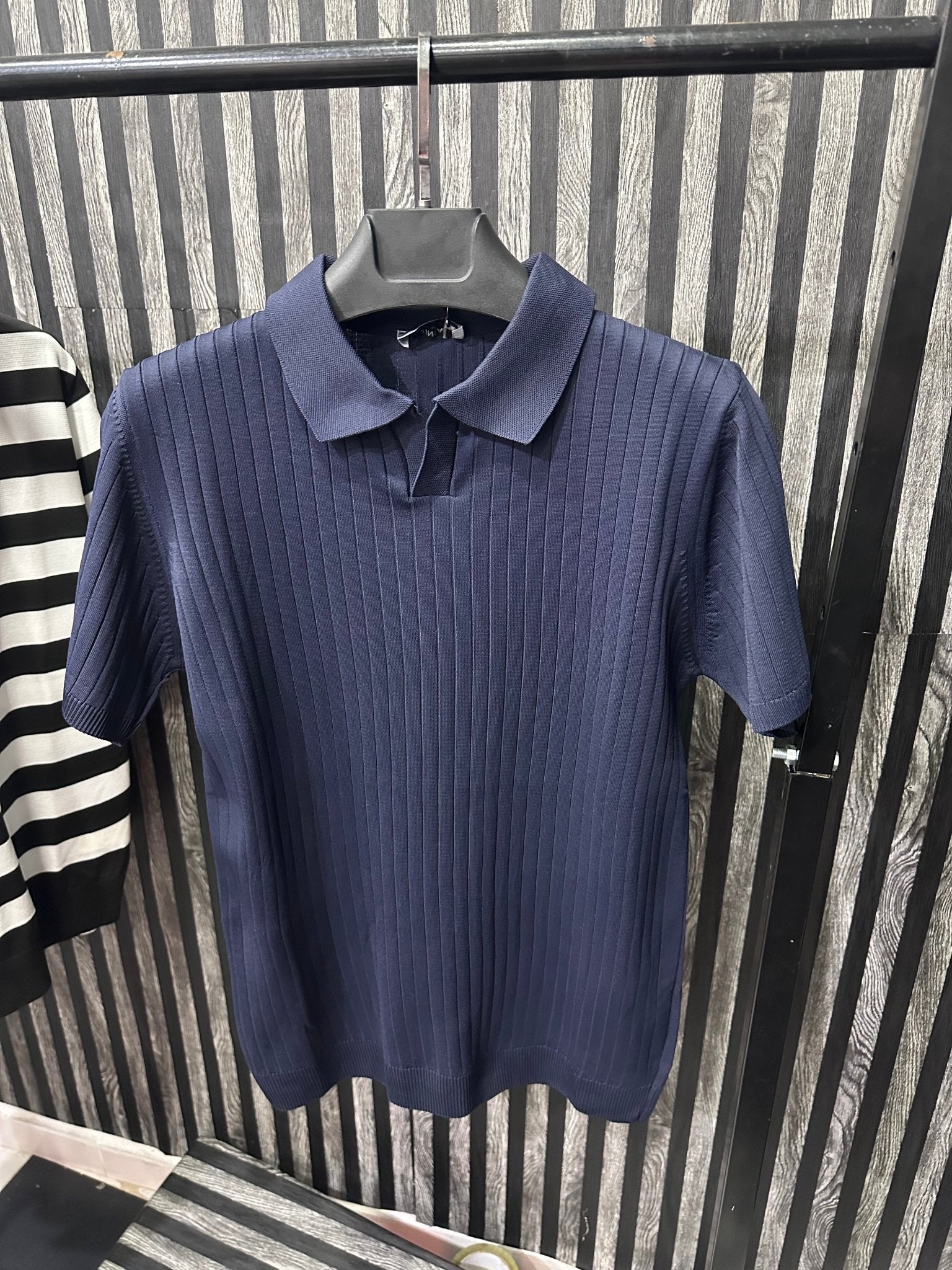 Lacivert Polo Yaka Şeritli - QUUL TR